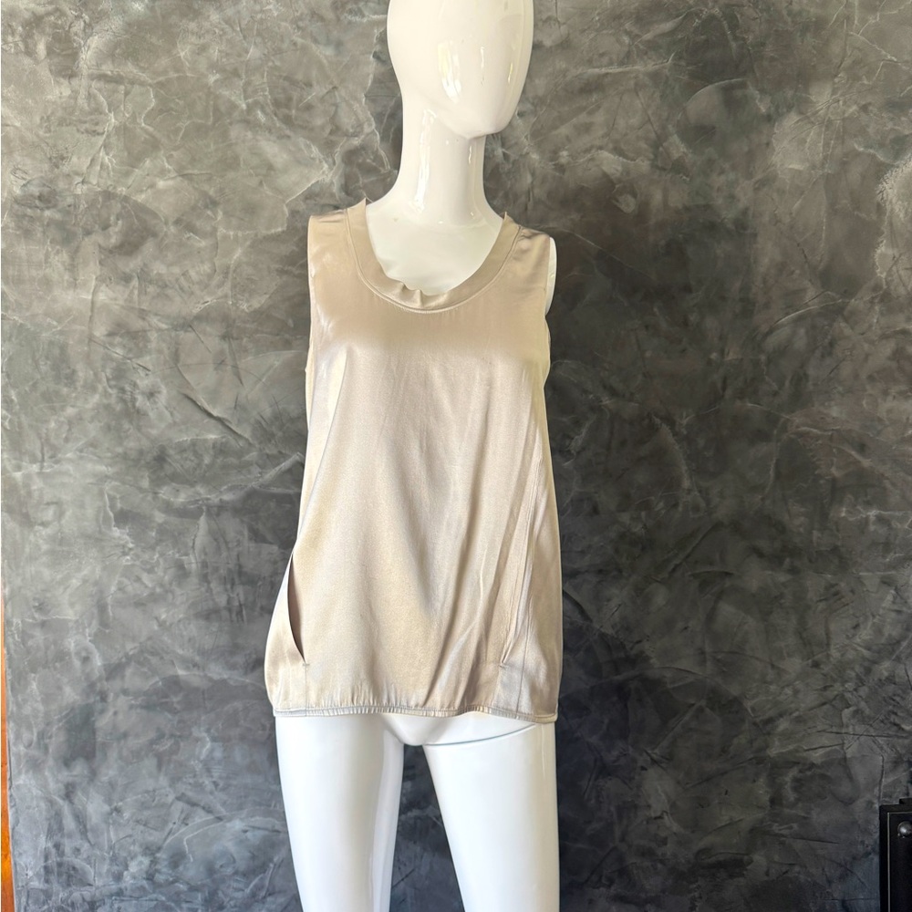 Vince Silver Sleeveless Relaxed Tank Top
